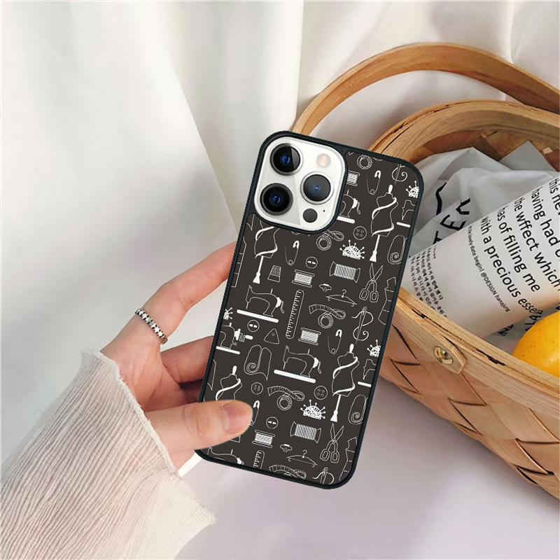 Швейная машина портной элементы узор Чехол для телефона Для iPhone 17 Air 16 15 14 11 12 13 Pro MAX Plus coque Чехол
