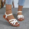 Новые летние женские сандалии с римским ремешком на плоской подошве и нескользящей резиновой подошвой, модная женская обувь