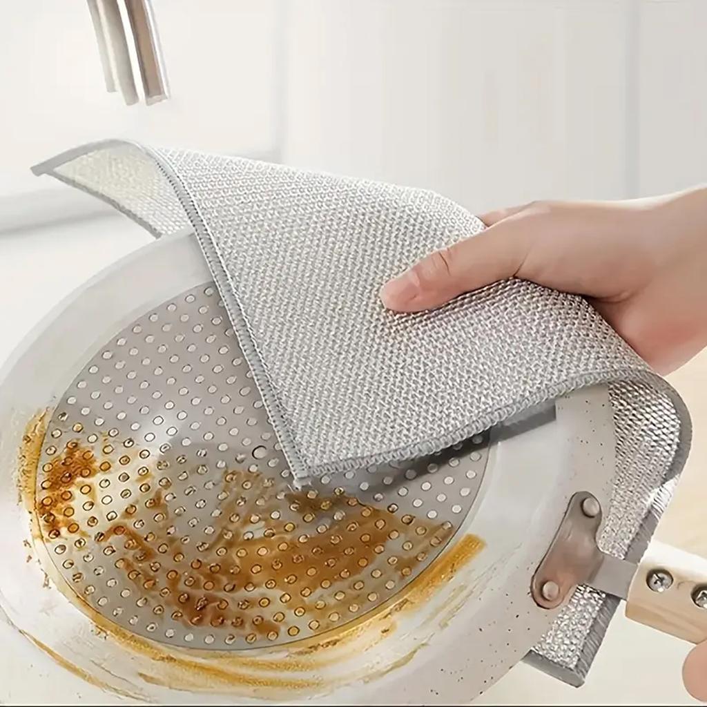 Thickened Metal Wire Silver Wire Dishcloth Kitchen And Household Dishwashing Cloth No Damage To The Pot Dishwashing Wire Dishclo