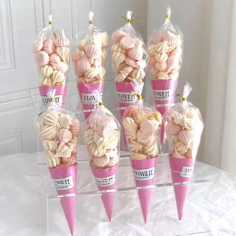 100Pcs Aluminum Foil Paper Disposable Ice Cream Holder Solid Color Anti-Soiling Ice Cream Cone Sleeve Hand-Held Thickened
