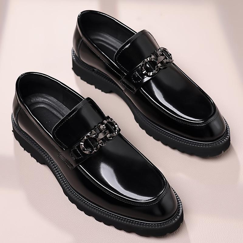 Мужские лоферы в британском стиле, деловые кожаные туфли, мужские повседневные шапочки из натуральной кожи, лакированная кожа, мужские туфли