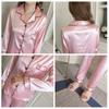 Женский пижамный комплект, весенне-осенний костюм для сна, шелковая рубашка, свободная повседневная домашняя одежда, топы и брюки с длинными рукавами, однотонные ночные рубашки больших размеров M-5XL