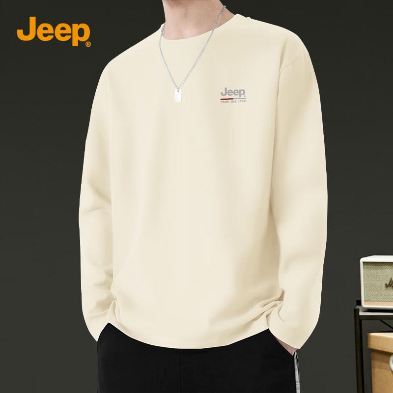 Jeep Мужская футболка с длинным рукавом и круглым вырезом из чистого хлопка