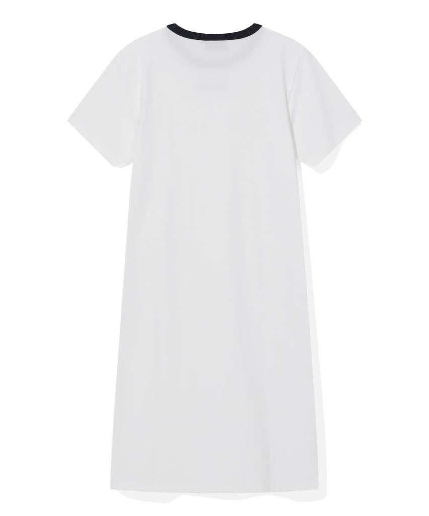 Vintril New York Simple Color Block Long Dress (Off-White)