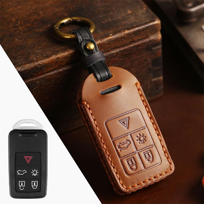 Кожаный чехол для дистанционного ключа от машины, полный чехол для Volvo S60 S80 V60 XC60 XC70 S60L V40 XC90, защитная сумка для автомобильного брелока