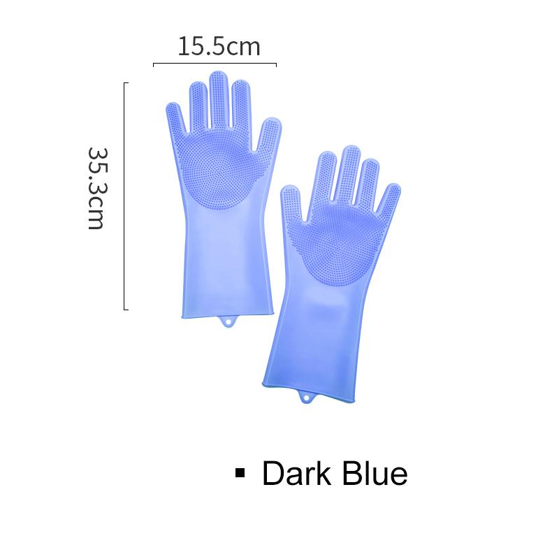 Magic Silicone Dishwashing Gloves Reusable Scrubber Dish Washing Sponge Cleaning Gloves with Brush Scrubbing Kitchen Tools