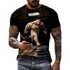 Летний топ с круглым вырезом и принтом в виде 3D мускулистых животных, модные повседневные футболки с короткими рукавами для мужчин