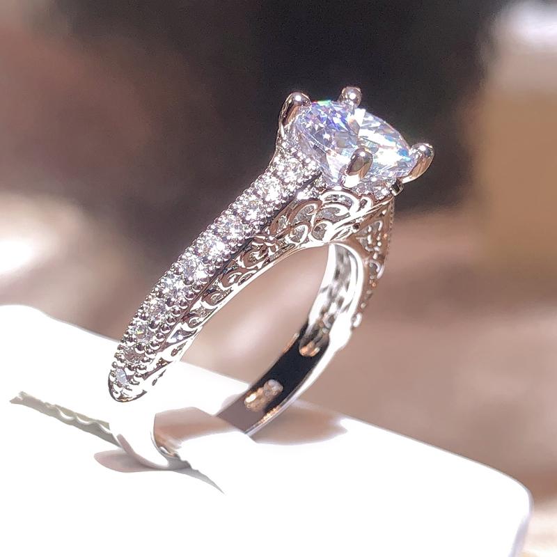 Новая мода простой набор бриллиантовое кольцо для женщин 925 штамп флэш-белое кольцо с цирконием вечерние свадебный подарок