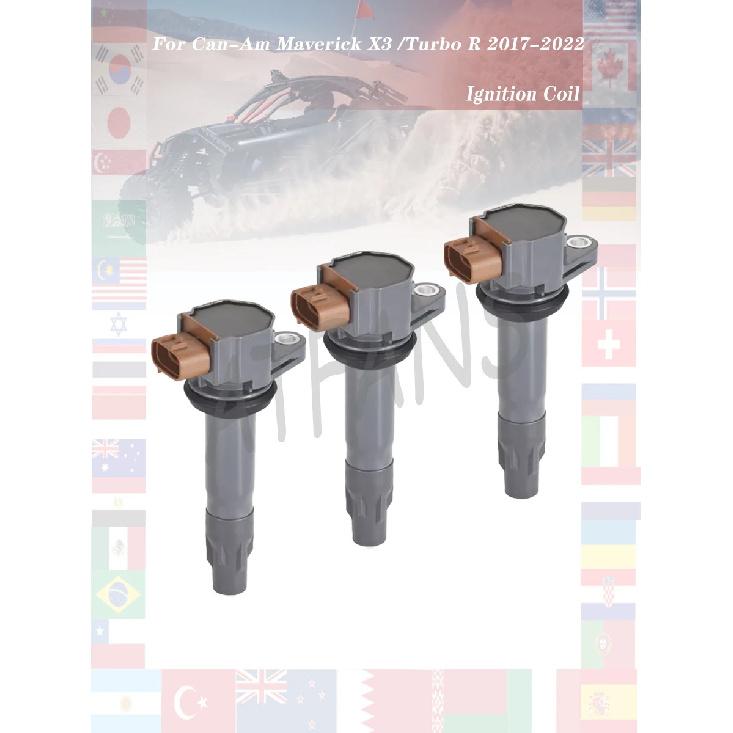 For Can-Am Maverick X3 Max Turbo R RR 2017-2022 2018 2019 2020 /Maverick Max Turbo 3Pcs Ignition Coil Spark Plug Caps 420666145