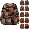Женский модный повседневный трикотажный свитер с длинным рукавом и рождественским принтом, круглый вырез