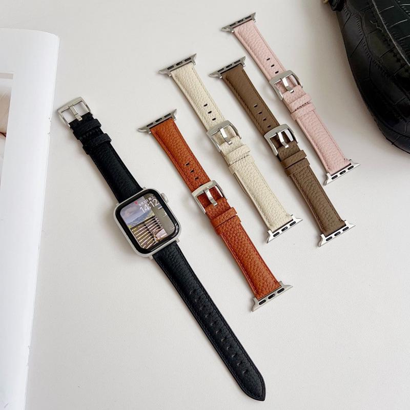 Совместимый кожаный ремешок для Apple Watch S10 - Узор личи, iWatch 9876, SE, Ultra