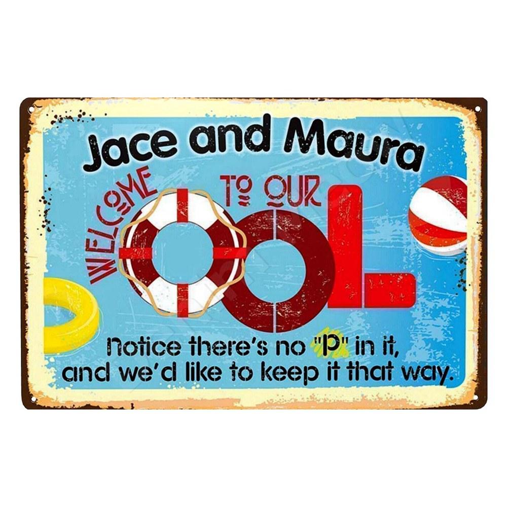 Pool Zone Metal Sign Its OClock at the Pool Vintage Pool Sign Funny Pool Decor Tiki Bar Wall Art Outdoor Decor