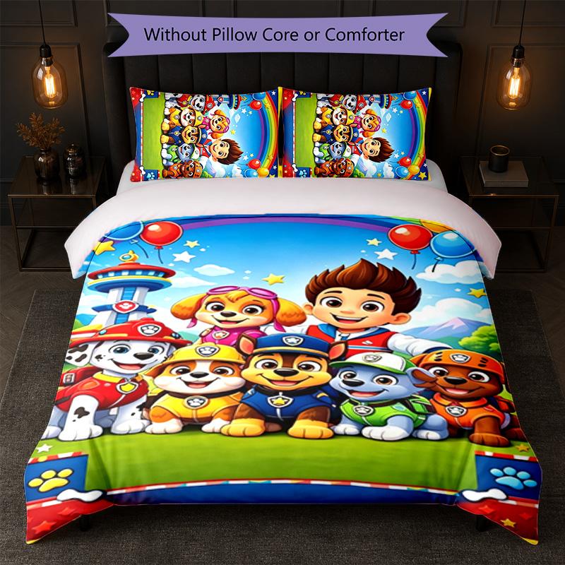 PAW Patrol Print 3Pcs Duvet Cover Set 1 Duvet Cover and 2 Pillowcases Soft Bed Linen For Household Bedroom