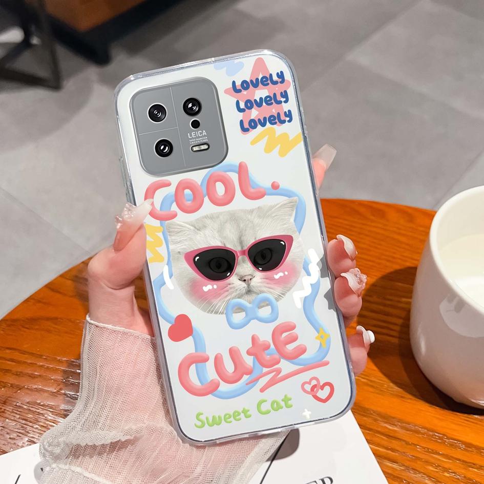 Для Xiaomi 13 14 12 12S 12T 12X Ultra Lite Poco M7 X7 Pro чехол для телефона милый мультяшный рисунок животного прозрачный силиконовый защитный чехол для Xiaomi Capa