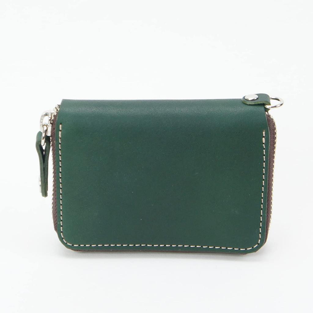 Round Mini Wallet Small Large Capacity Coin Case Genuine Leather Natural Wood Wood Leather Made In Japan Mustard