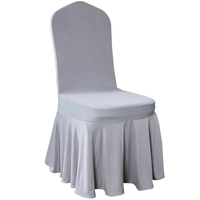 Solid Color Wedding Chair Cover Party Decoration Spandex With Skirt Pleated Use Elastic Stretch Dining Luxury Birthday Banquet