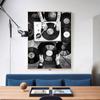 Ретро виниловые пластинки, музыкальный постер, камера, винтажные черно-белые фотографии, декоративные картины, холст, настенные художественные фотографии, декор для бара