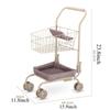Girls Toy Shopping Cart with Sturdy Metal Frame Foldable Doll Trolley with Storage Basket Pretend Play Gifts for Kids Toddler