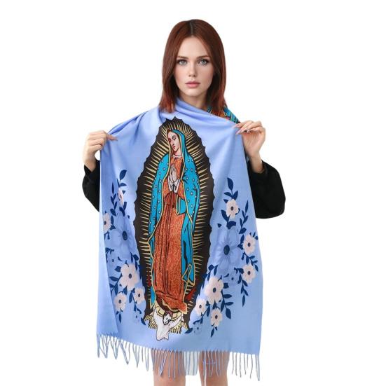 Шаль шарф Дева Мария Мягкий кашемир Теплая накидка Кисточки Зимний Легкий плед Универсальный религиозный аксессуар