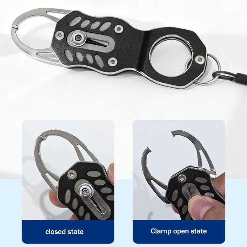 Mini Fish Lip Grabber with Secure Lanyard Stainless Steel Designed for Efficient Fishing Adventures