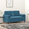 VidaXL 2-seater Sofa with Decorative Pillows Blue 120 Cm Velvet, Sofa, Loveseat, Living Room Sofa, Sofas, Sofa 3200880