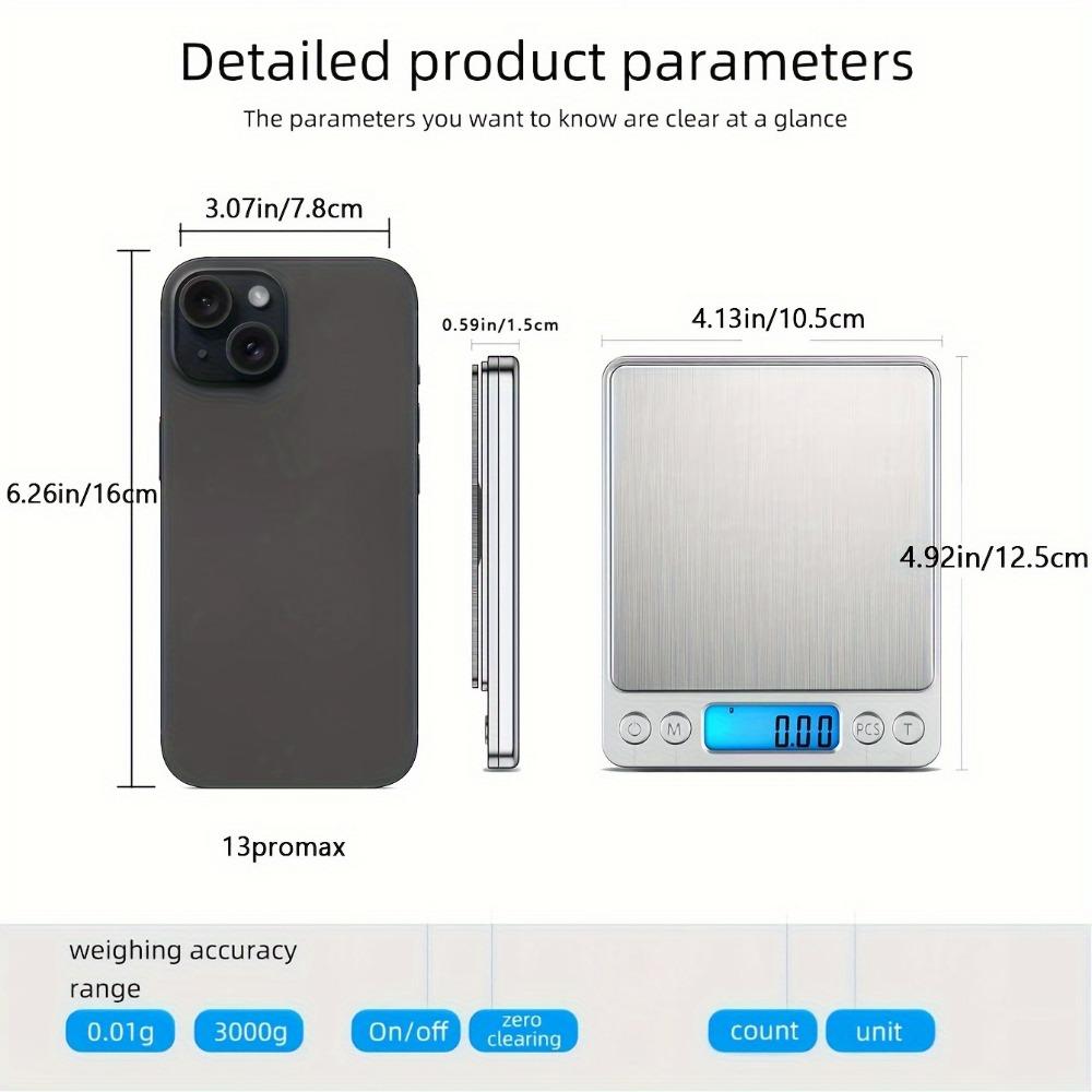 1 шт. Цифровые кухонные весы, пищевые весы из нержавеющей стали, от 0,1 г до 6,61 фунта, высокоточное взвешивание, весы для выпечки с ЖК-дисплеем, весы для домашней кулинарии и ювелирных изделий