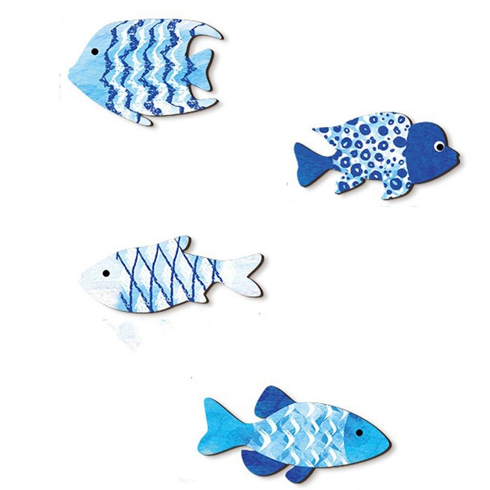 Ocean Theme Wooden Fish Wall Decor Marine Style Nautical Wall Art Living Room Decor