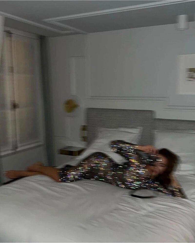 Пользовательские Кристалл Горный Хрусталь Блестящий Дизайнер Сексуальная Рыбалка Сетка Полый Боковой Разрез Платье Пакет Бедра Длинное Платье Сексуальный Наряд S3503