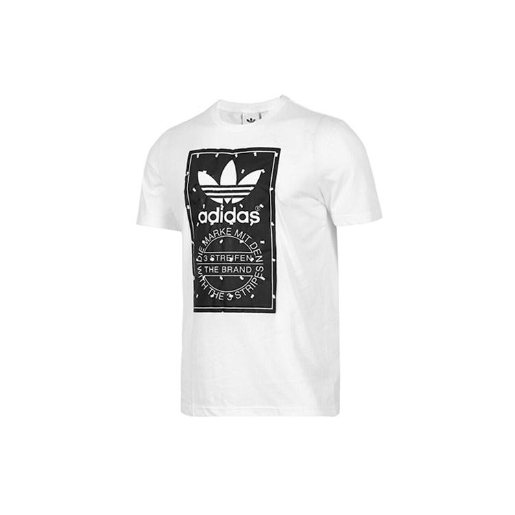 adidas originals Label Tee Logo Printing Sports Short Sleeve White Men's CZ1763