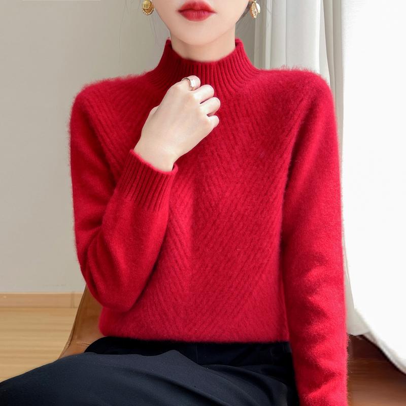 Женский кашемировый свитер Qinghe Cashmere 30% кашемир 70% шерсть Осень и Зима Кашемировый плотный пуловер Мягкий и теплый
