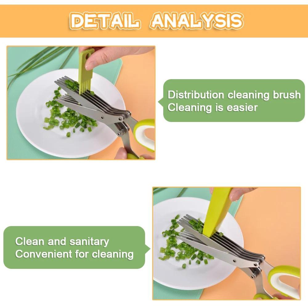 3/5 Layer Multi-function Stainless Steel Kitchen Knife Multi-layer Scissors Spices Scissors