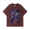 Стиранные футболки 275 г/м² 100% Хлопок Yu-Gi-Oh V5 Принт Темный Маг Унисекс Плотная Хлопковая Футболка