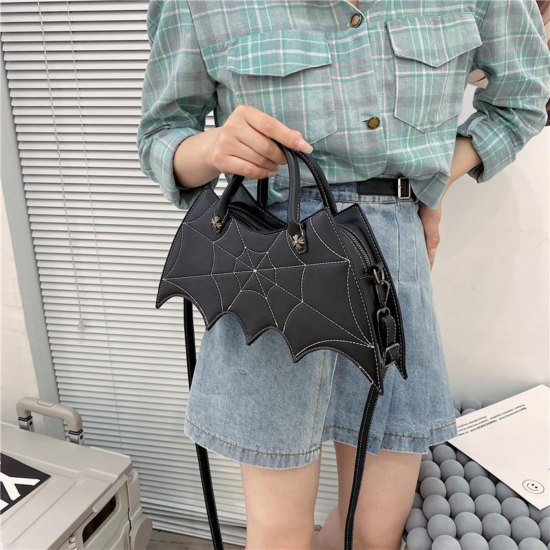 Fashion Creative Spoof Fun Halloween Personality Bat Messenger Bag Ladies Pu Leather Handbag