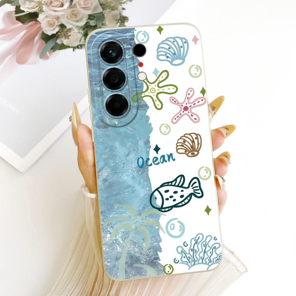 For Tecno Camon 50 Pro 4G CN5c Cute Cat Flower Cartoon Phone Case For Tecno Camon 50Pro 4G Soft Silicone Covers Bumpers