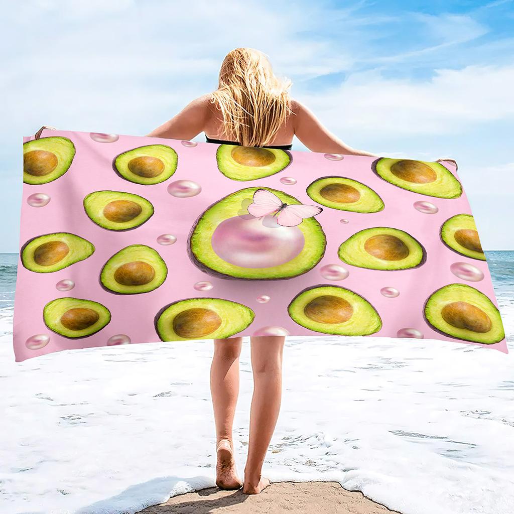 Avocado Printing Series Seaside Vacation Beach Towel Swimming Bath Towel Sports Towel