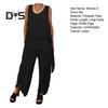 Two Piece Outfits for Women Casual Sleeveless Irregular Top Wide Leg Pants Set Loose Lounge Suit for Summer