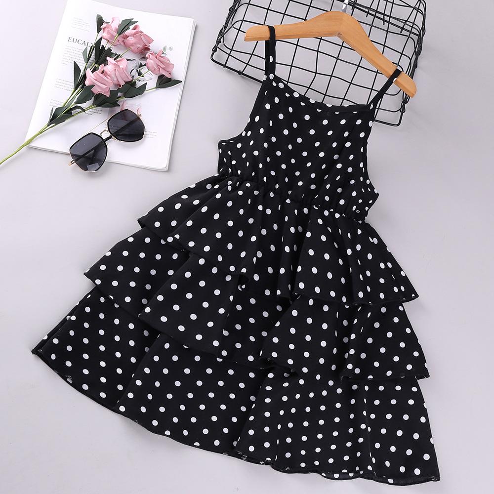 Dress Kids Girls 4-12 Years Black Polka Dot Dress For Girls Stylish Girls Vacation Holiday Clothes Kids Clothes Dress