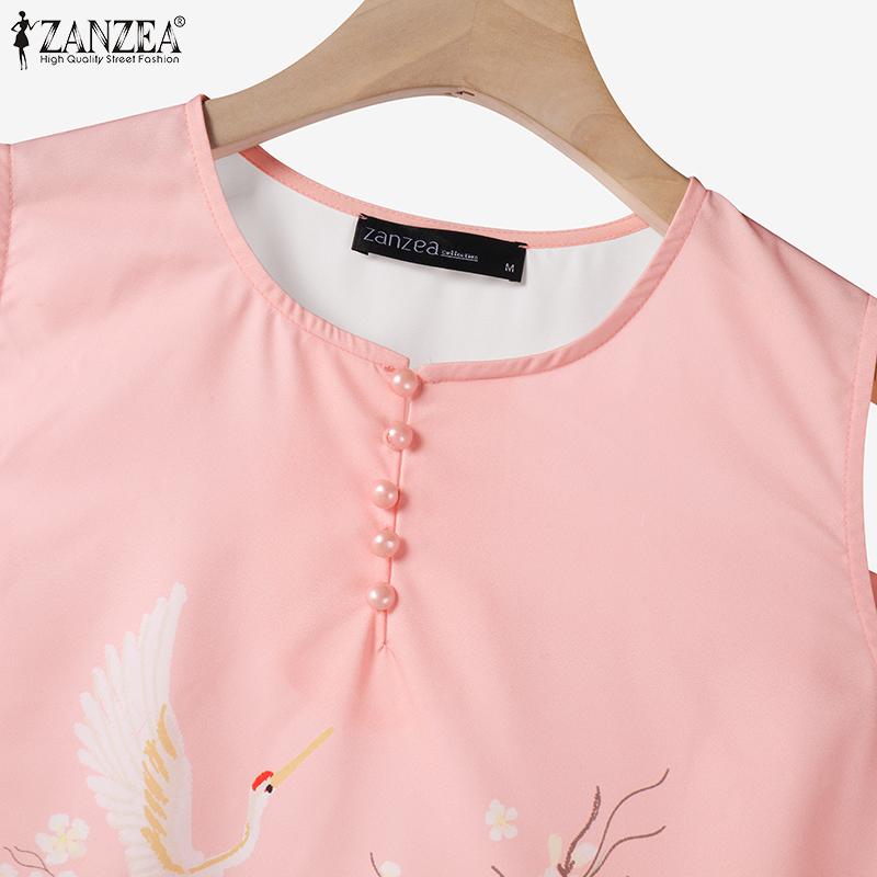 ZANZEA Женские топы и брюки с принтом, повседневные комплекты из двух частей