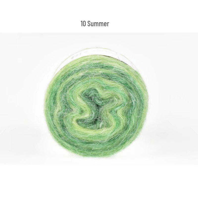 Пряжа из мохера ручной окраски с градиентным радужным переходом - Пушистая, мягкая и идеально подходит для вязания и DIY-проектов.