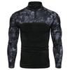Мужская камуфляжная футболка с длинным рукавом, эластичные рубашки на молнии, военная тактическая рубашка
