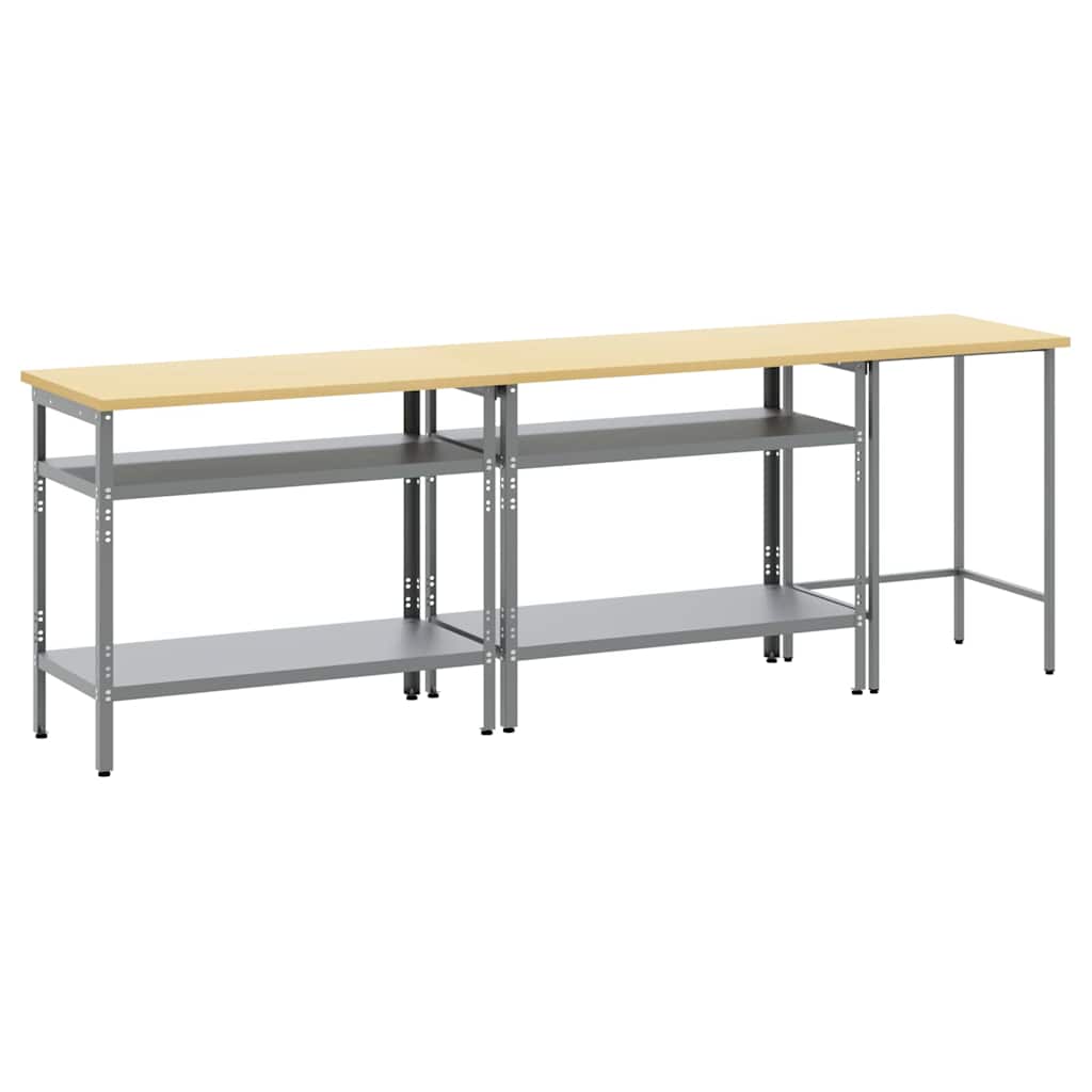 Workbench Set 3 pcs Beige and Grey Powder Coated Steel