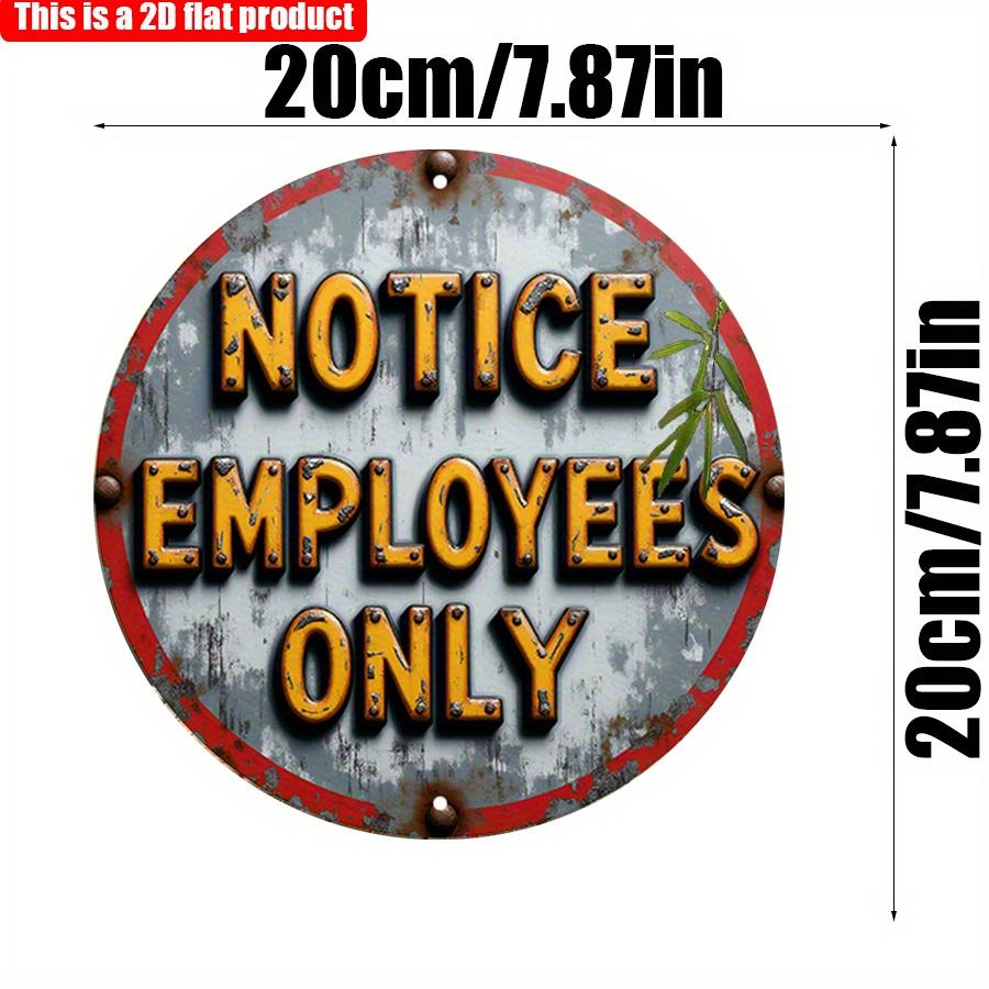 2D Flat 20*20cm1pc Notice Employees Only Warning Round Company Sign, Orange&gray Vintage Wall Art Pendant, Weathered Surface Design Warning Plate