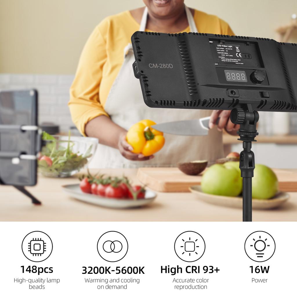 Мини-лампа для фотосъемки 16 Вт, светодиодная лампа с регулируемой яркостью, портативная лампа для видеоблога, 148 светодиодных бусин серии NP-F, аккумулятор