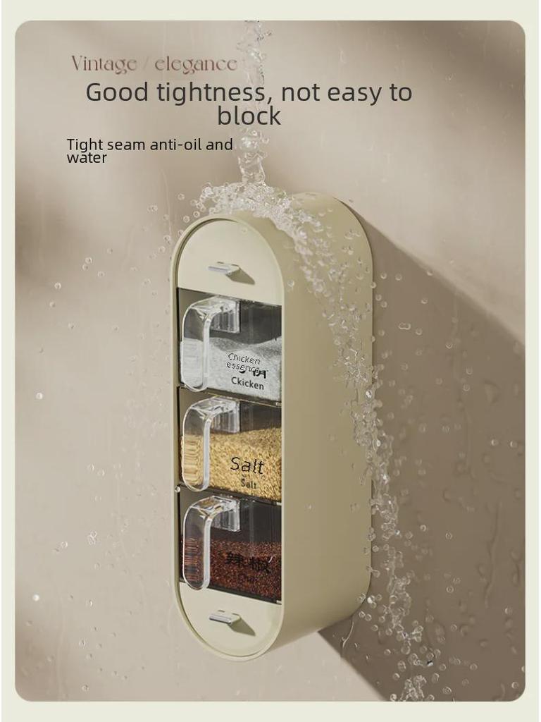 Настенный набор из пластиковых коробок для приправ без отверстий с ложкой, в комплект входят контейнеры для соли и глутамата натрия для кухни.