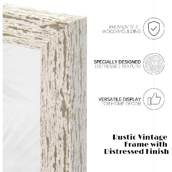 puthiac 5x7 Rustic Picture Frame, Farmhouse Distressed Wood Photo Frame, Shatterproof Acrylic Front, Wall & Tabletop, Vertical/Horizontal, Vintage