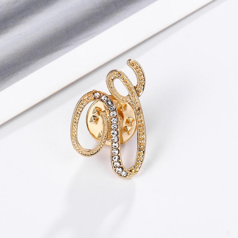 High-Precision Electroplated Vintage Alloy Brooch with Rhinestones