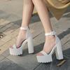 Solid Platform Women Sandals Summer Shoes Open Toe Rome Style High Heels Buckle Gladiator Shoes Woman