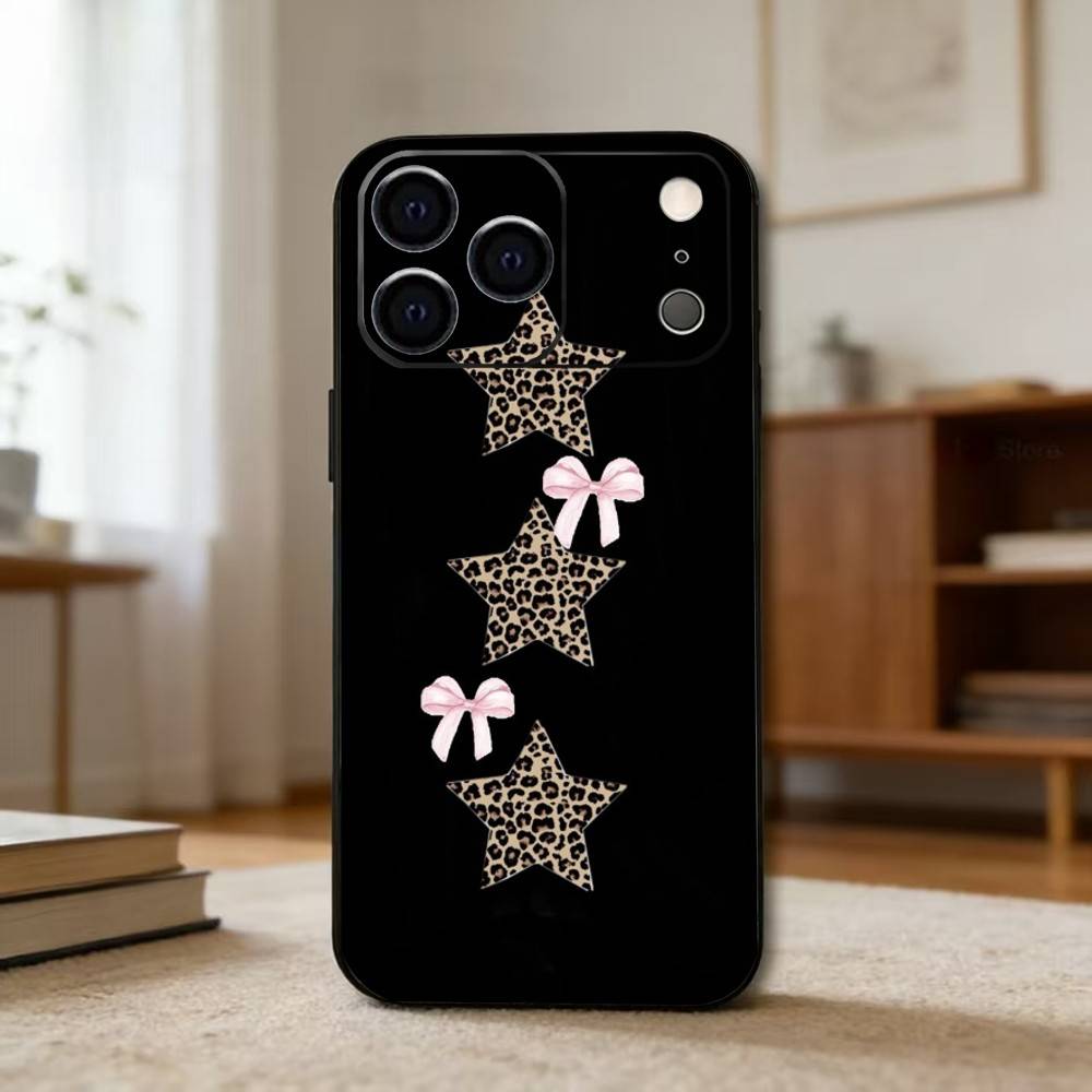 B-Черный L-Леопардовый P-Принт S-Звезда Чехол для Телефона Для iPhone 17, 16,15,14,13,12,11 Plus,Pro Max, Другие Мягкий Черный Чехол