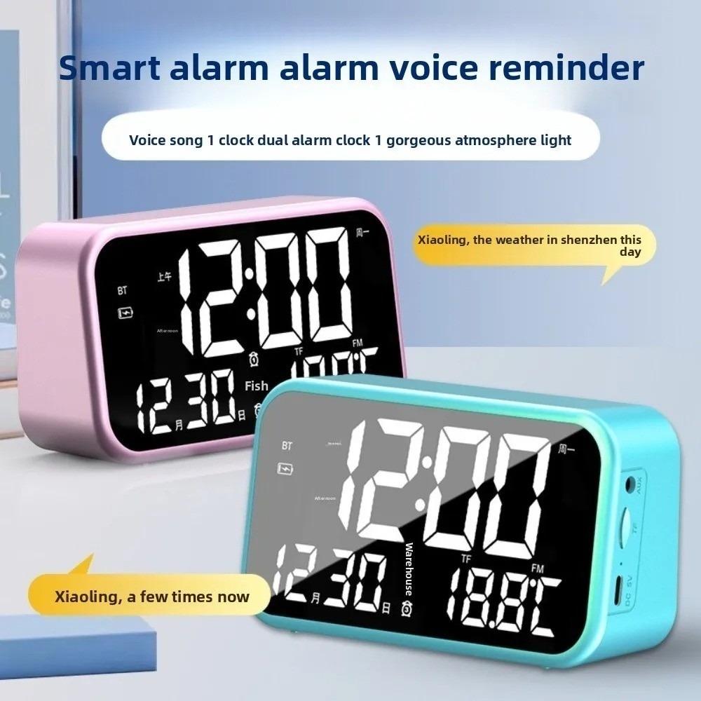 Large Mirror Alarm Clock Rechargeable Electronic Clock Smart LED Display Clock Travel