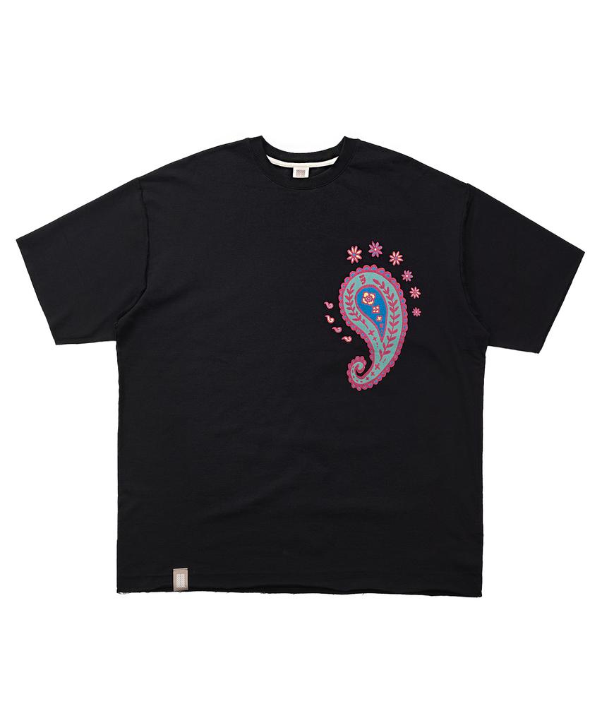 A NOTHING Paisley Prt. Футболка с вырезами 1/2 (черный)